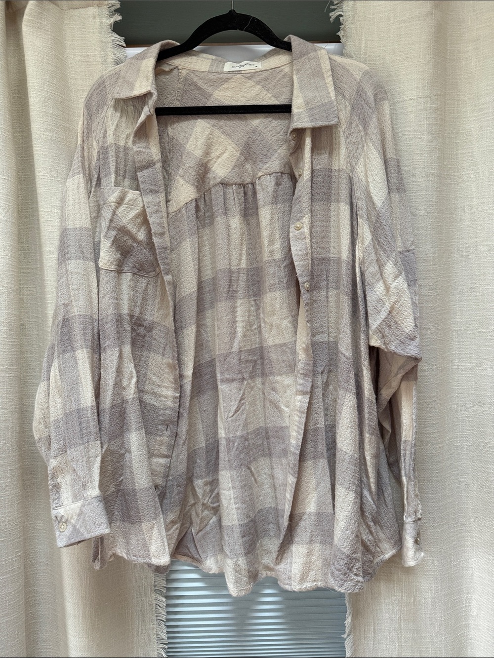 Carly Jean Los Angeles Neutral Plaid Button-Down Shirt